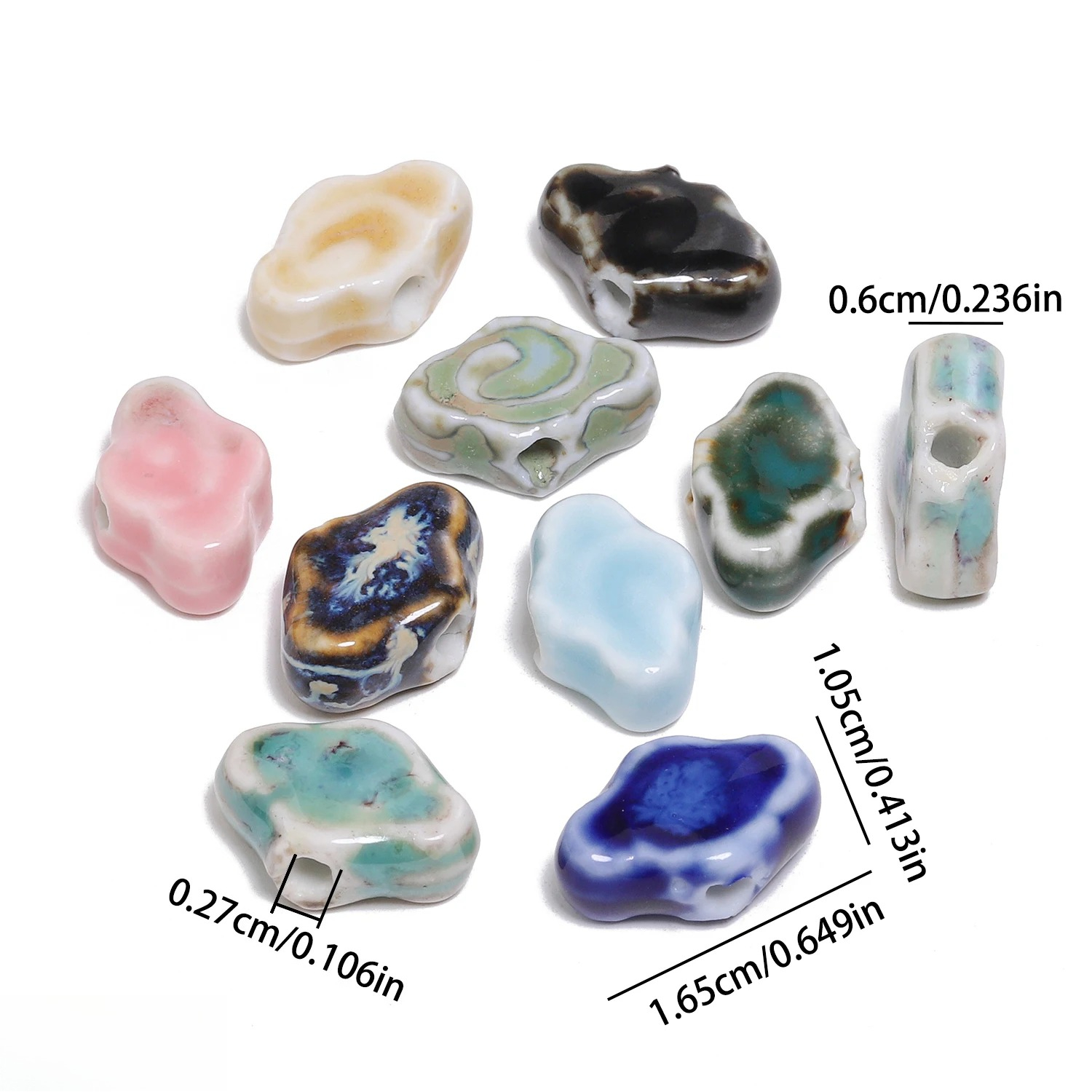 10/20/30pcs Handmade Jingdezhen Ceramic Beads for Jewellery Making